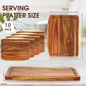 10/5pcs Acacia Wood Cutting Boards Bulk for Laser Engraving Wooden Dinner Plates with Groove Chopping Charcuterie Board Carving Tray for Housewar